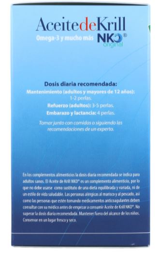 Aceite de Krill NKO 120-80-40 perlas: Omega-3 Antártico con EPA, DHA, Colina y Astaxantina