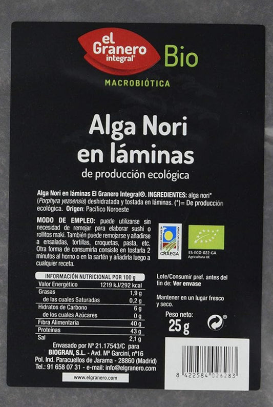 Alga Nori en Láminas Bio 25