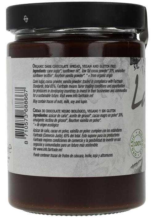 Crema de Chocolate Negro Vegano Sin Gluten Formatos de 270g-600g