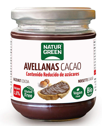 Crema Avellanas Cacao con Contenido Reducido de Azúcares Bio, 200g