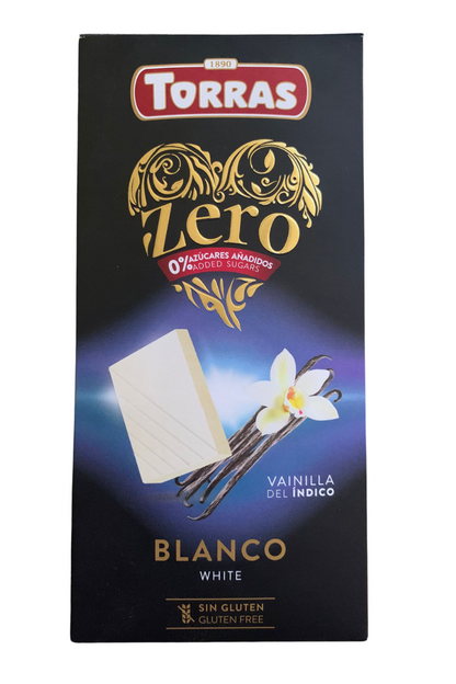 Chocolate Blanco con Vainilla del Índico Zero, 100g - Torras