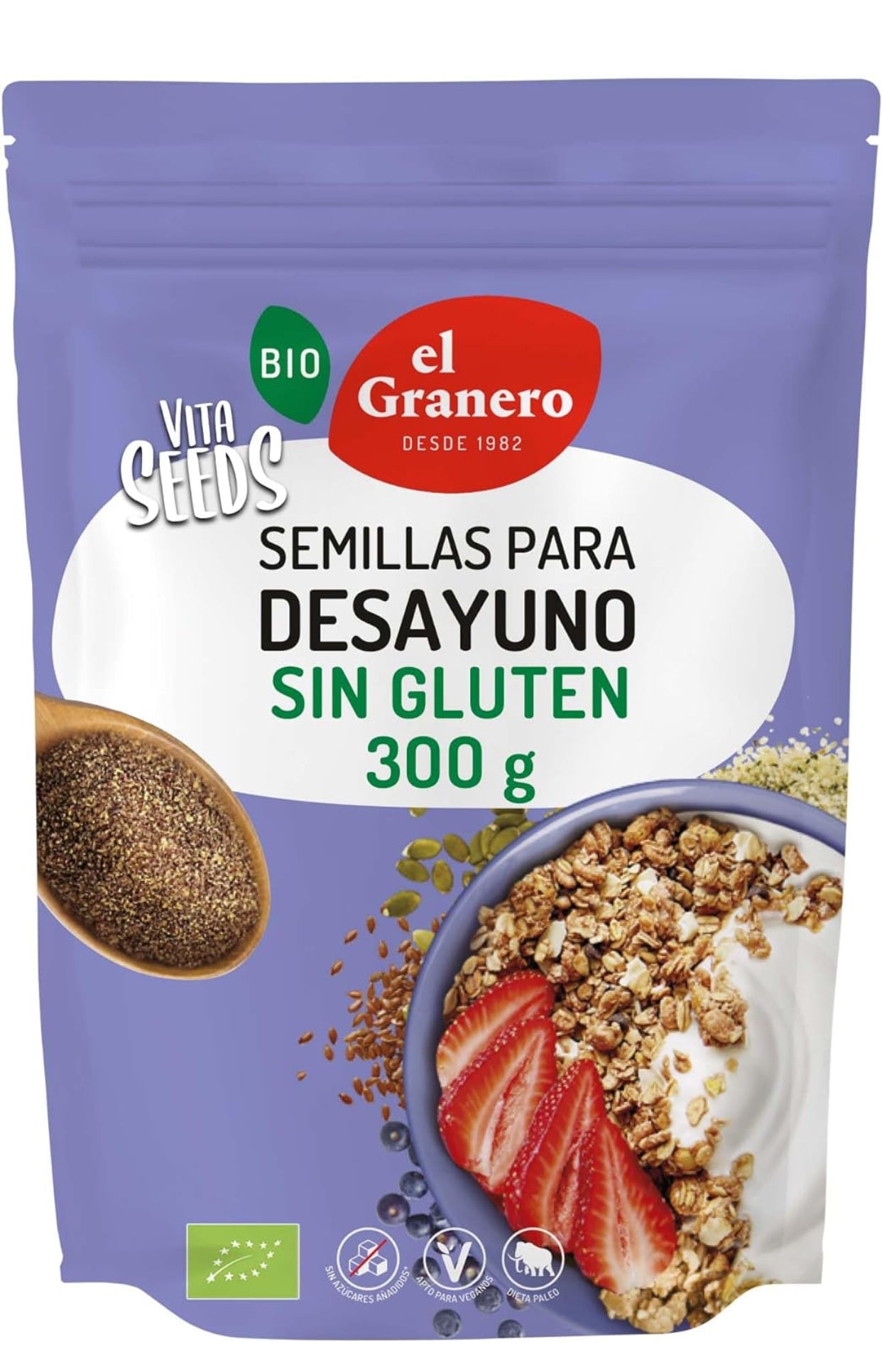 Vitaseeds Semillas Molidas para Desayuno sin Gluten Bio, 300g