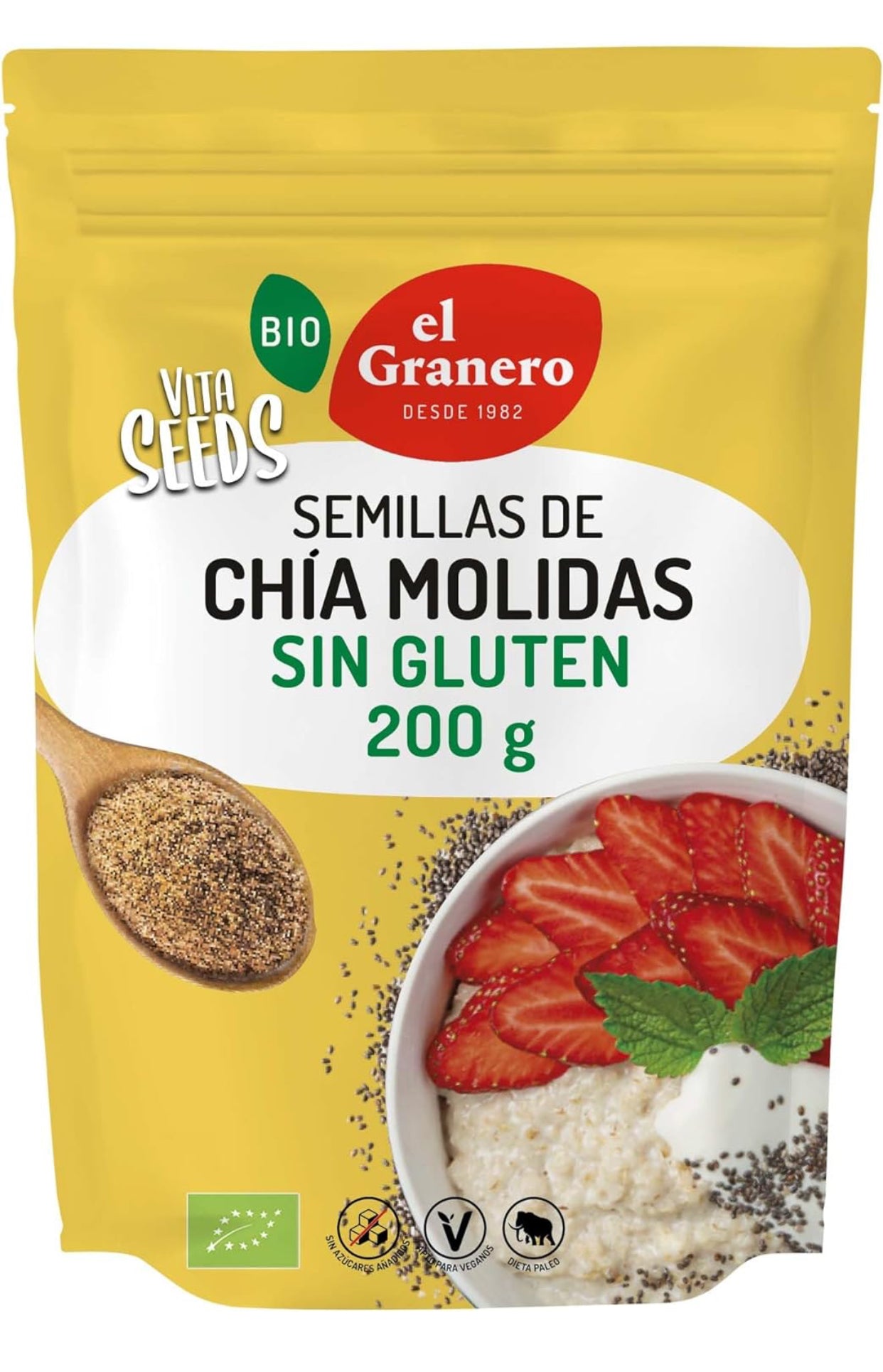 Vitaseeds Semillas Molidas de Chía sin Gluten Bio, 200g