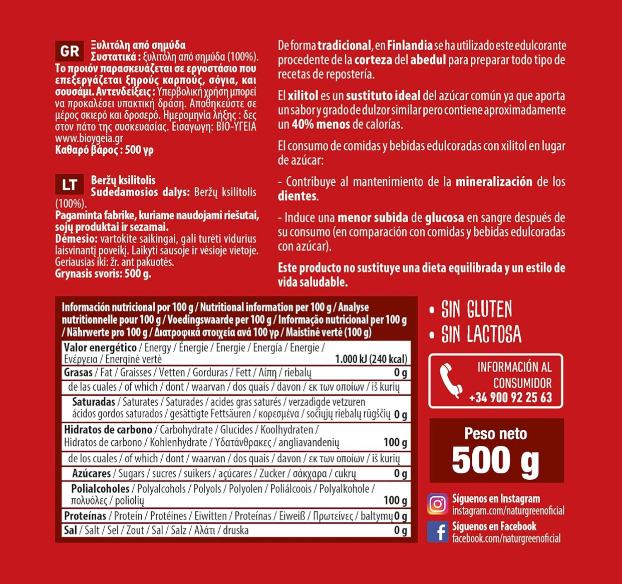 Azúcar de Abedul Xilitol - 500 g