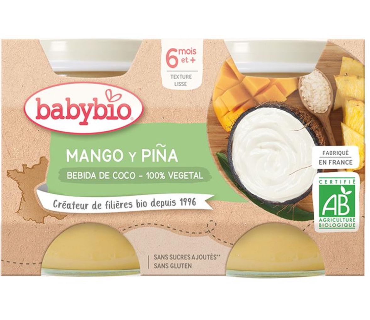 Yogurt de Coco, Mango y Piña Babybio: Delicia Tropical para tu Bebé