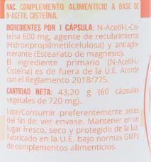 NAC 600 mg N ACETIL CISTEINA 60 Vcaps