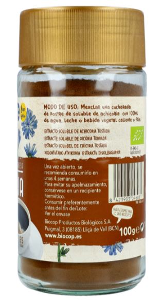 Achicoria Soluble Biocop 100g - Alternativa Intensa al Café, Rico en Fibra, Sin Cafeína ni Gluten