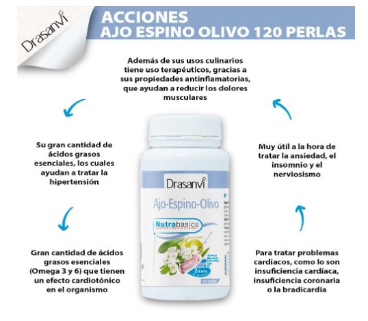 AJO ESPINO OLIVO 500 mg BOTE 120 perlas NUTRABASIC