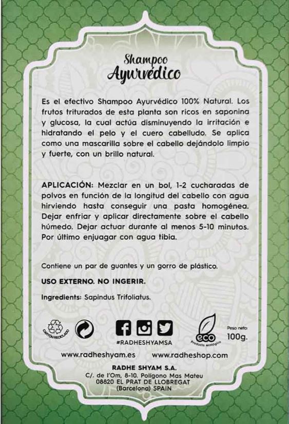 Aritha Shampoo Ayurvédico Limpia y Reduce la Irritación - 100% Natural (100 gr)