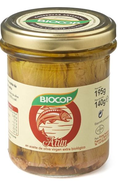 Filetes de atún en aceite de oliva virgen extra biológico - 195 g