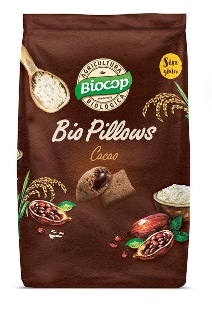 Biopillows Cacao sin Gluten 300g - Cereales Chocolateados y Rellenos de Crema de Cacao