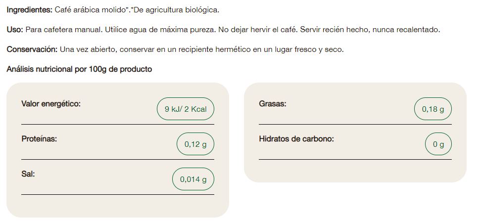 Café Molido 100% Arábica Biológico - Presentaciones de 250 g - 500 g