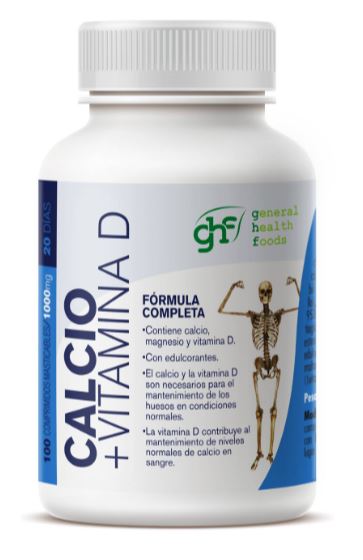 Calcio + Vitamina D 1000mg - 100 comprimidos masticables