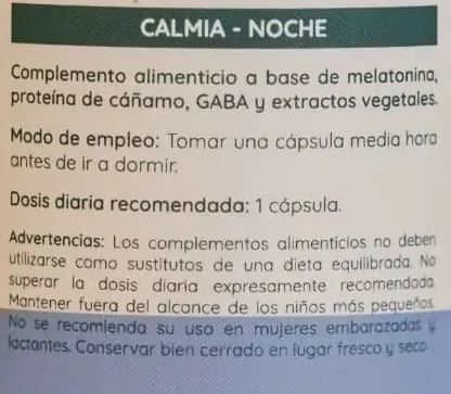 Calmia Noche 60 cápsulas  Descanso Profundo y Sueño Reparador