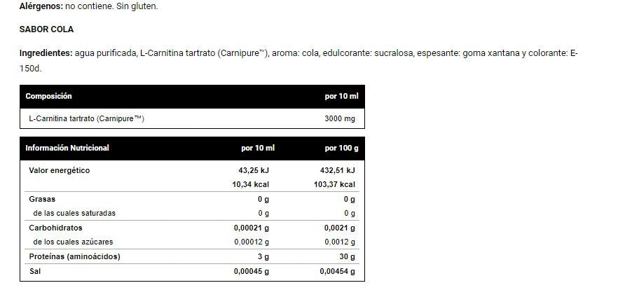 L-Carnitina 3000 de Vitobest® - Sabores: Fresa Ácida y Cola Zero