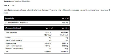 L-Carnitina 3000 de Vitobest® - Sabores: Fresa Ácida y Cola Zero