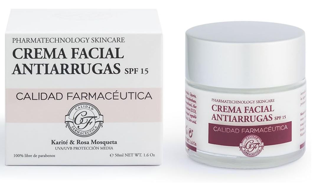 Crema Facial Antiarrugas SPF15 50 ml de Calidad Farmacéutica CF