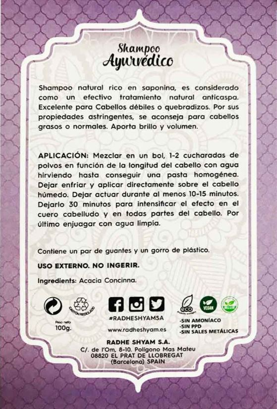 Shikakai Shampoo Ayurvédico - Tratamiento Anticaspa y Multivitamínico (100 gr)