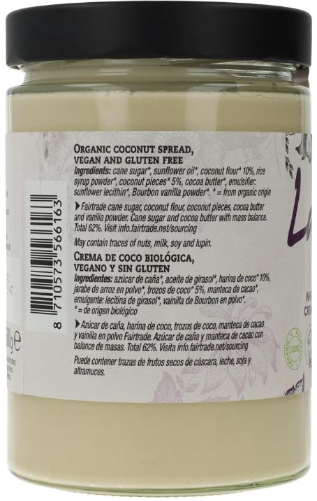 Crema Blanca con Coco Vegana Sin Gluten 270 g