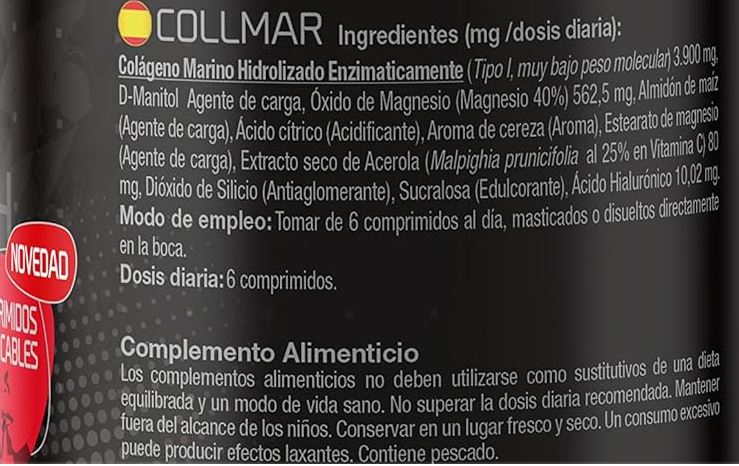 COLLMAR COLAGENO MARINO HIDROLIZ. CEREZA 180 comp