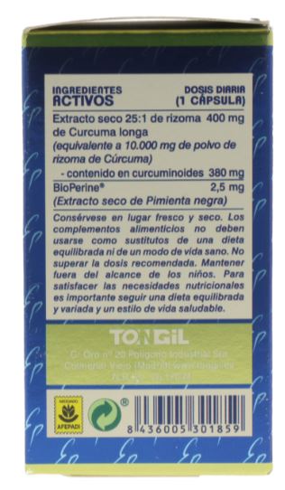 Cúrcuma 10.000 mg Estado Puro 40 y 80 cápsulas - Tongil: Alivio Natural para Dolores Inflamatorios