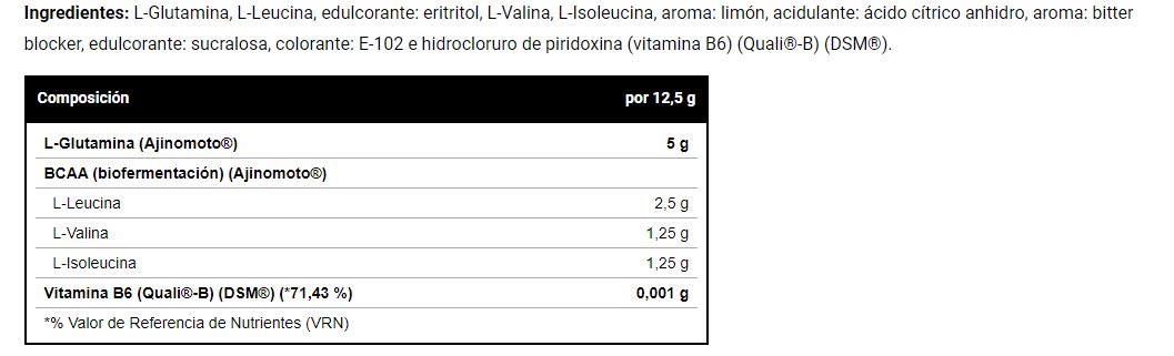 GLUTAMINA+BCAA COMPLEX 500 g SABOR LIMON