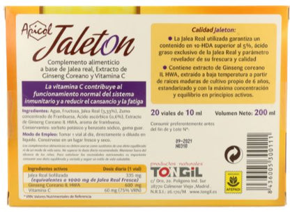 Apicol Jaletón de Tongil: Suplemento con Jalea Real, Ginseng y Vitamina C para Recuperar la Vitalidad