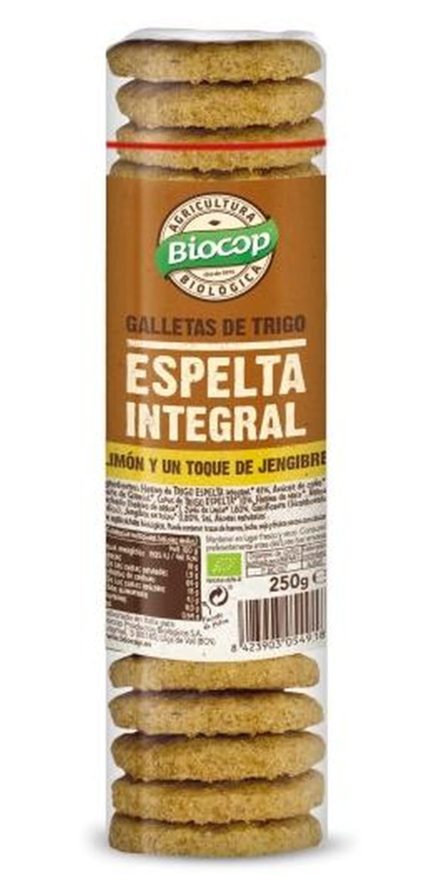 Galletas de Espelta Integral con Limón y Jengibre Biológicas - 250 g