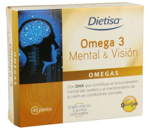 Omega 3 Mental y Visión de Dietisa: Potencia tu Cerebro y Mejora tu Visión con 45 Perlas de Ácido Docosahexaenoico (DHA)