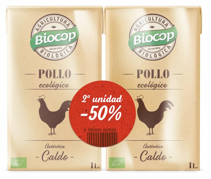 Caldo Ecológico de Pollo Auténtico Biocop - Pack de 2 litros