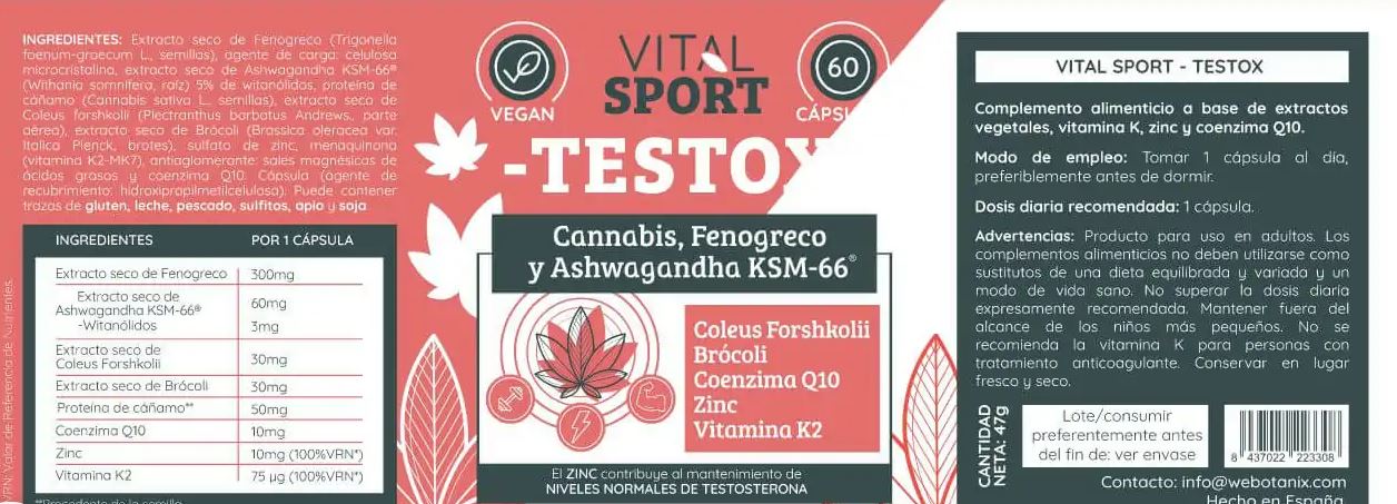 TESTOX - Vital Sport - WeBotanix 60 Cápsulas Veganas