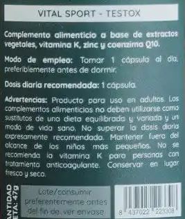 TESTOX - Vital Sport - WeBotanix 60 Cápsulas Veganas