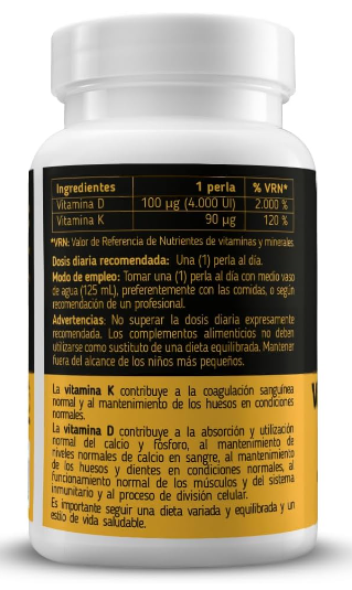 VITAMINA D3 + K2 120 perlas