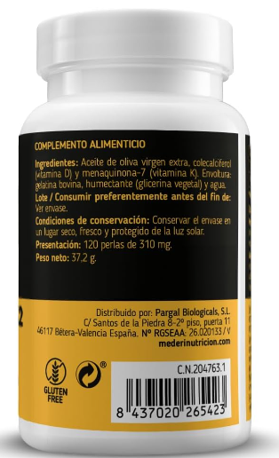 VITAMINA D3 + K2 120 perlas